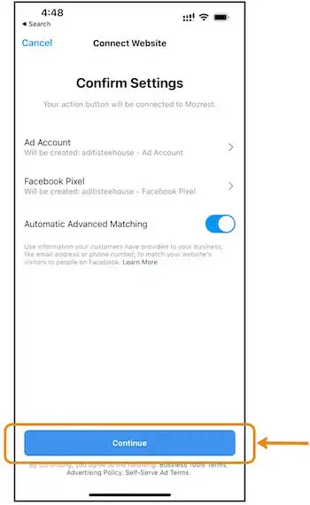 How to add the ‘Reserve’ Button to Instagram - Step 7